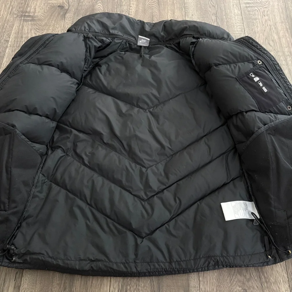 Nike‎ Puffer Jacket Girls Large 12-14 Black Good Chevron Quilted Down Coat